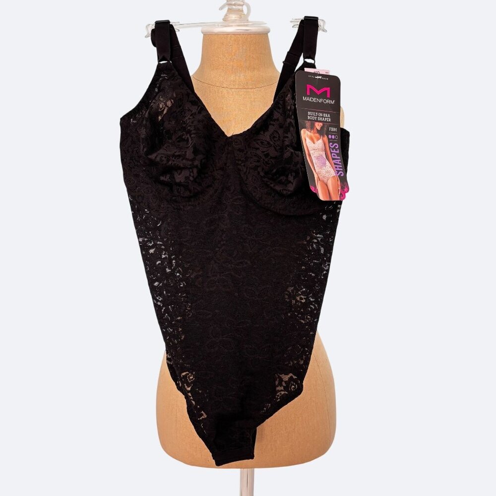 Maidenform Body Shaper Built in Bra Firm Control Lace Black 40D NWT‎ $60